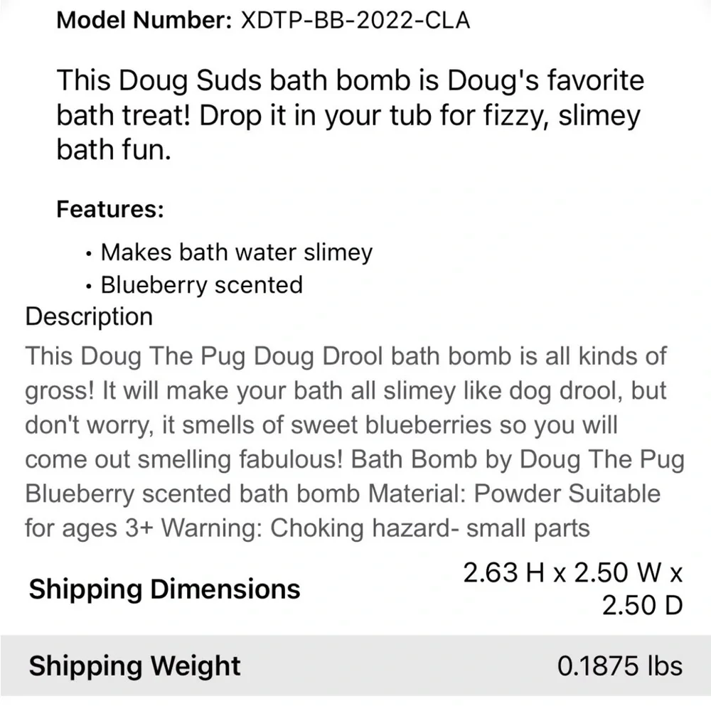 3/$15 NEW Bath Bomb CLAIRE’S DOUG DROOL Blueberry Scent Blue UNISEX